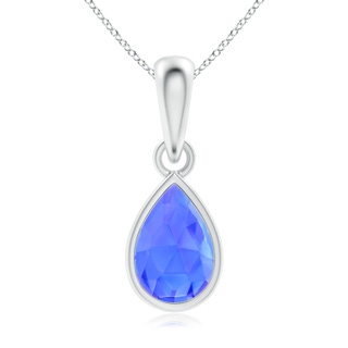 6x4mm AAA Pear-Shaped Tanzanite Solitaire Dangle Pendant in White Gold