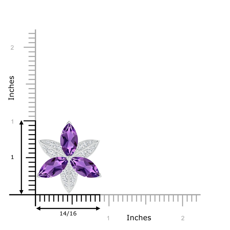 12x6mm AAA Amethyst and Diamond Trillium Flower Pendant in White Gold product image