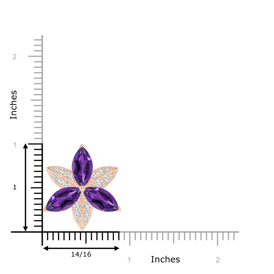 12x6mm AAAA Amethyst and Diamond Trillium Flower Pendant in Rose Gold product image