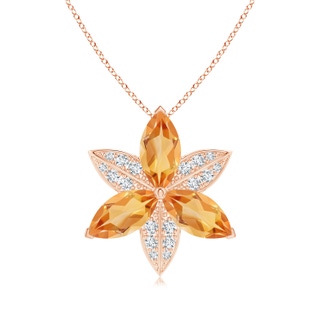 12x6mm AA Citrine and Diamond Trillium Flower Pendant in Rose Gold