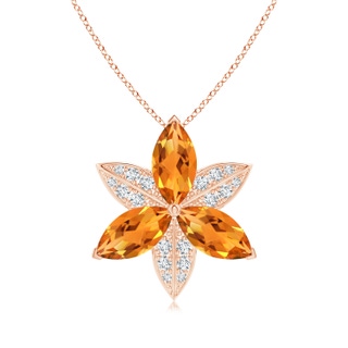 12x6mm AAA Citrine and Diamond Trillium Flower Pendant in 10K Rose Gold