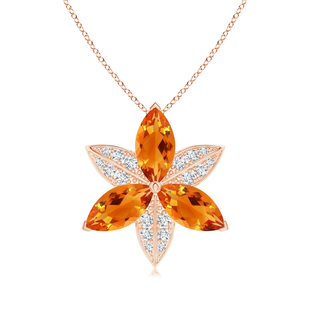 12x6mm AAAA Citrine and Diamond Trillium Flower Pendant in Rose Gold