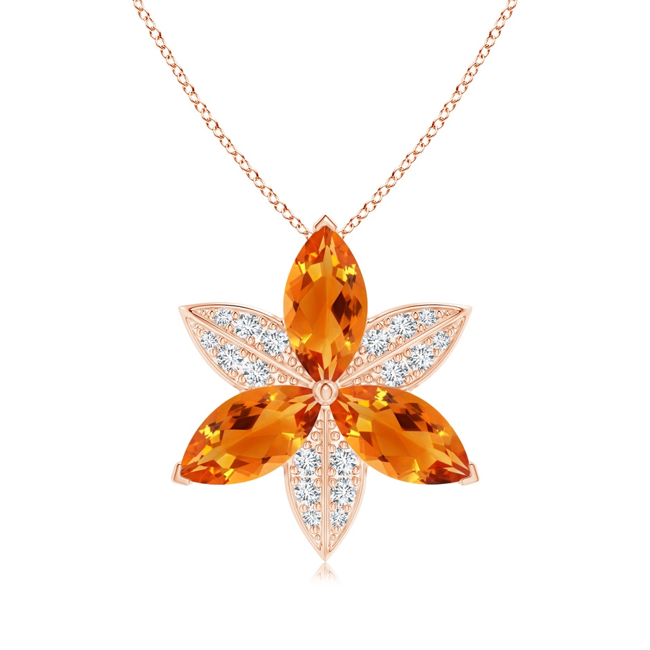12x6mm AAAA Citrine and Diamond Trillium Flower Pendant in Rose Gold 