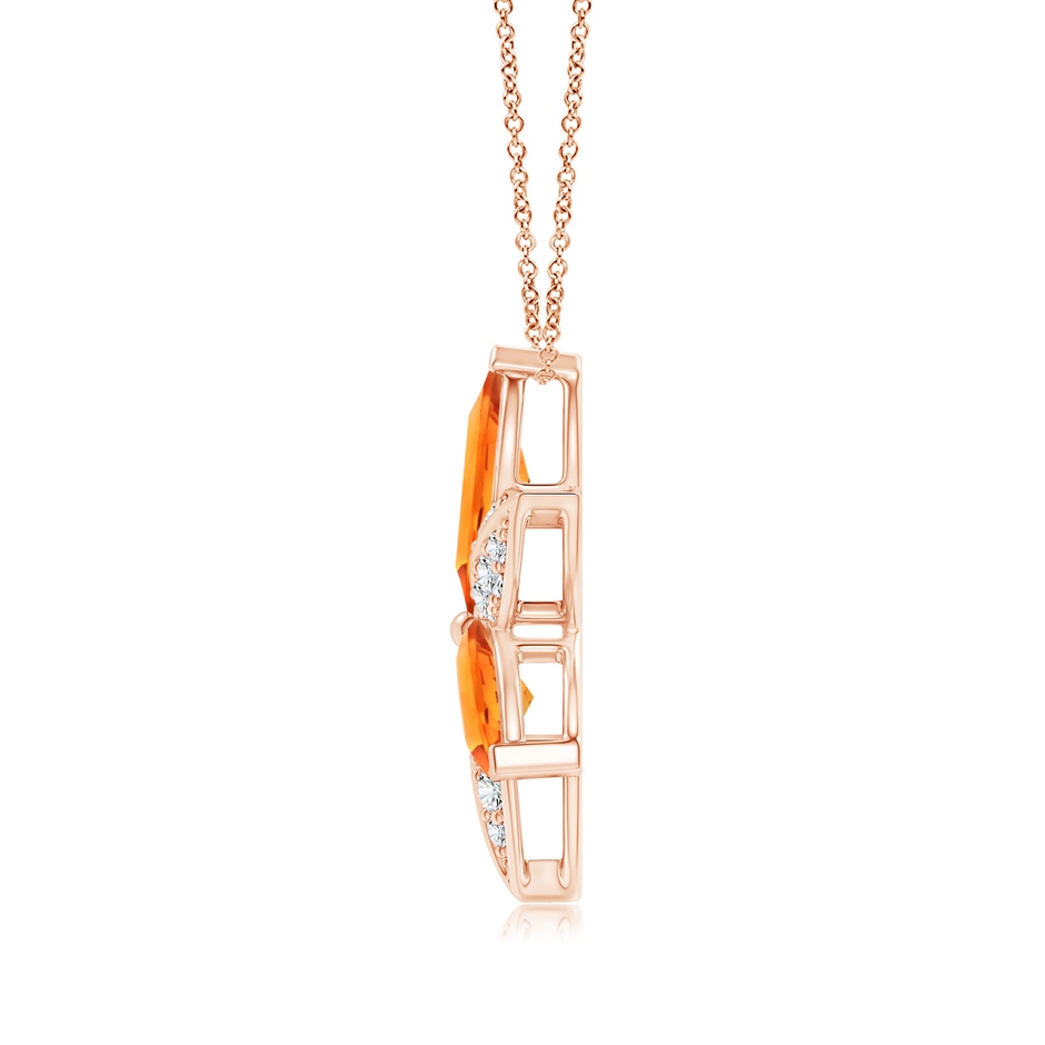12x6mm AAAA Citrine and Diamond Trillium Flower Pendant in Rose Gold product image