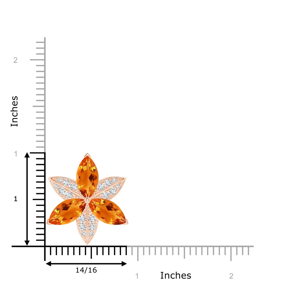 12x6mm AAAA Citrine and Diamond Trillium Flower Pendant in Rose Gold product image