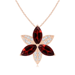 12x6mm AAA  Garnet and Diamond Trillium Flower Pendant in 10K Rose Gold