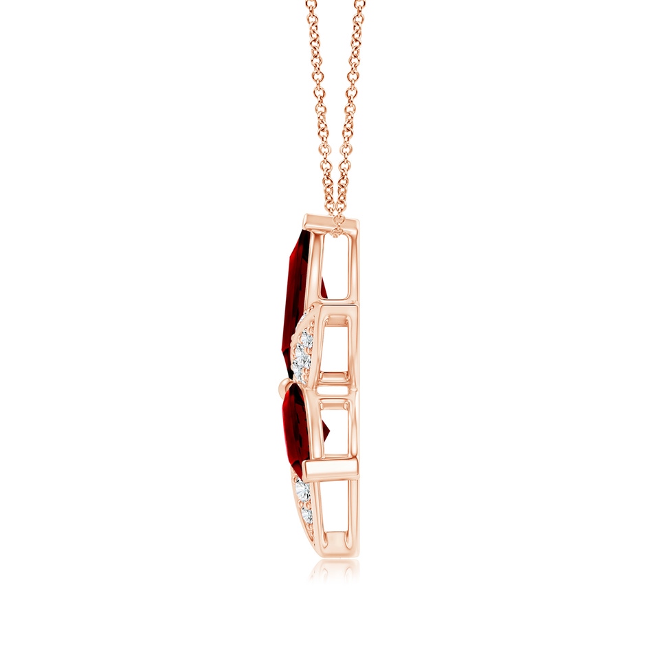 12x6mm AAAA  Garnet and Diamond Trillium Flower Pendant in Rose Gold product image