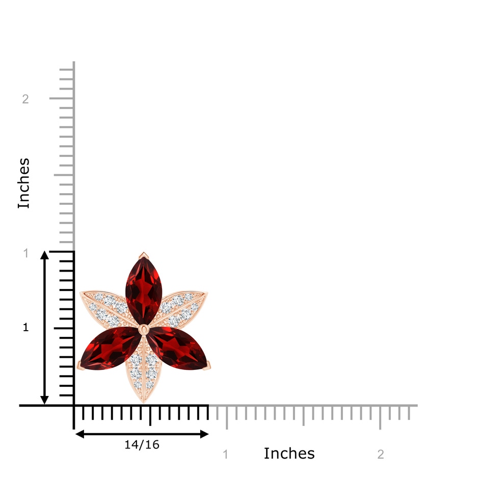 12x6mm AAAA  Garnet and Diamond Trillium Flower Pendant in Rose Gold product image