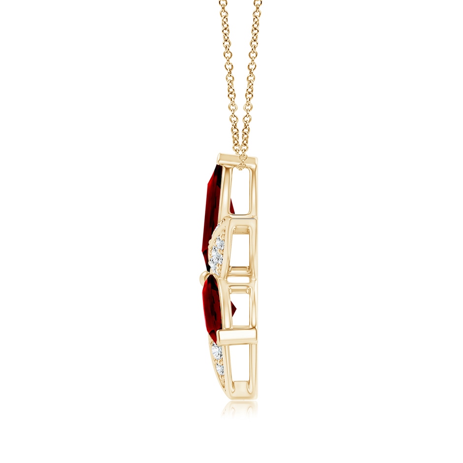 12x6mm AAAA  Garnet and Diamond Trillium Flower Pendant in Yellow Gold product image