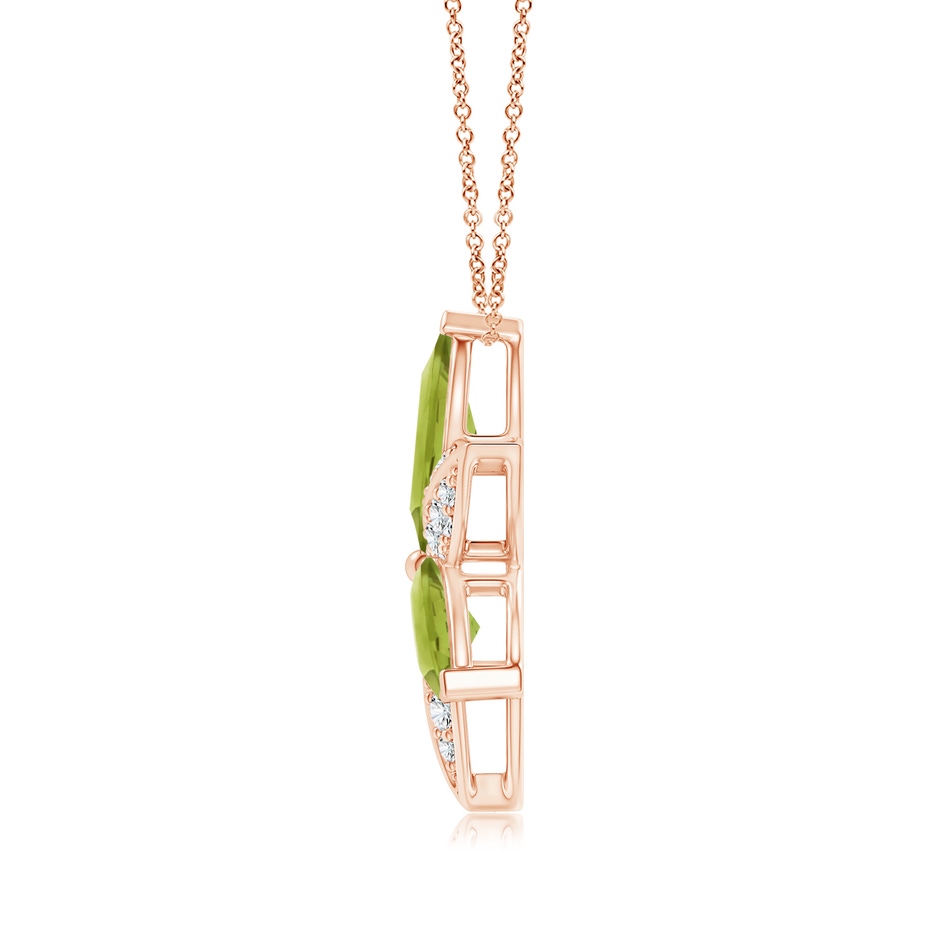 12x6mm AA Peridot and Diamond Trillium Flower Pendant in Rose Gold product image