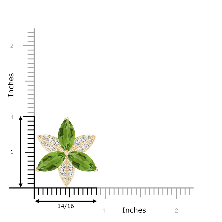 12x6mm AAAA Peridot and Diamond Trillium Flower Pendant in Yellow Gold product image