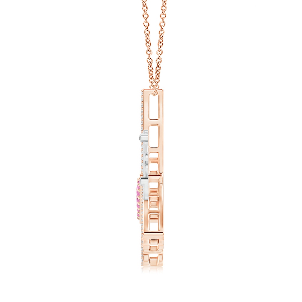 2mm A Pink Sapphire and Diamond Butterfly Pendant in Two Tone in 9K Rose Gold 9K White Gold - side 199