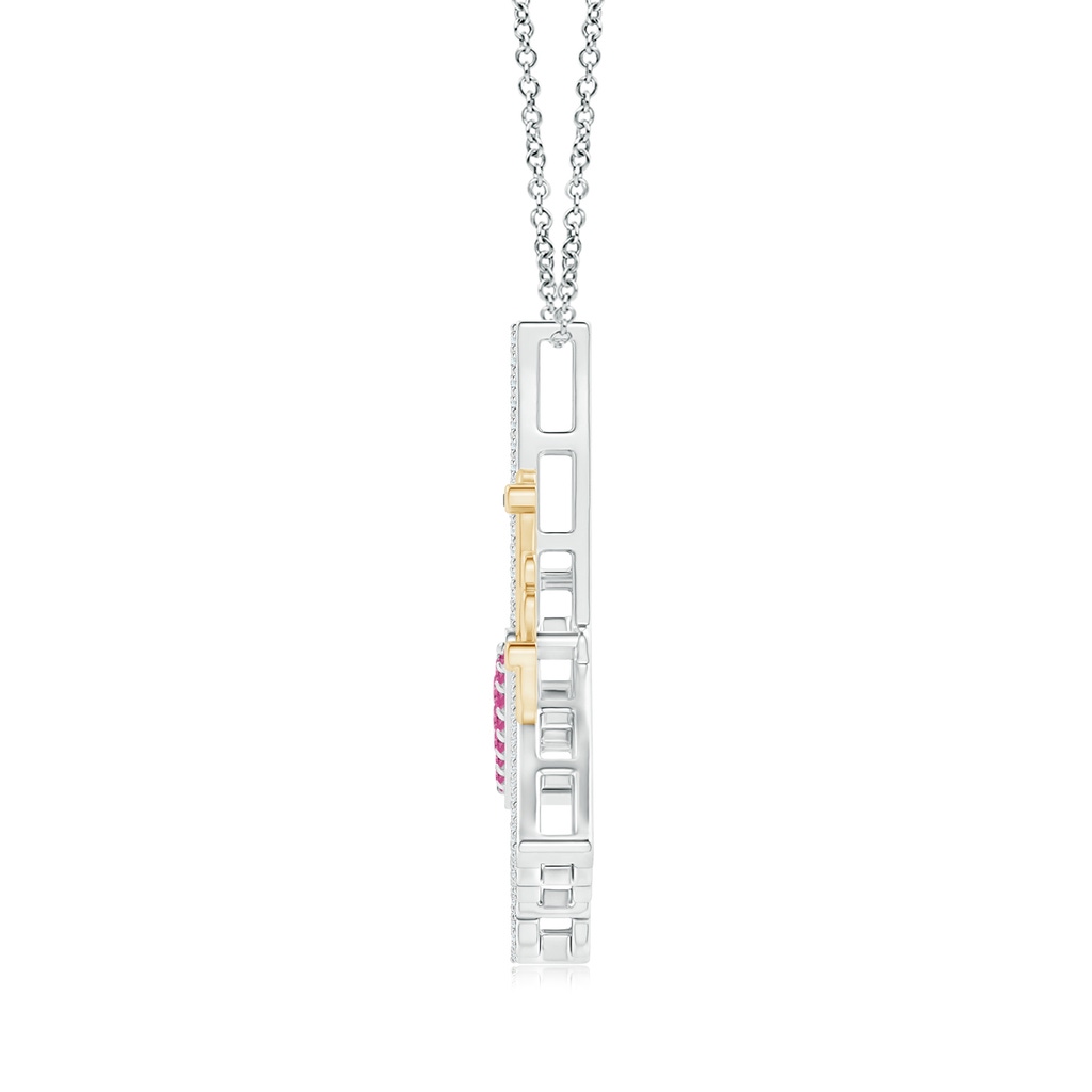 2mm AAAA Pink Sapphire and Diamond Butterfly Pendant in Two Tone in White Gold Yellow Gold - side 199