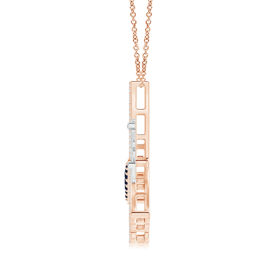 2mm A Blue Sapphire and Diamond Butterfly Pendant in Two Tone in Rose Gold White Gold product image