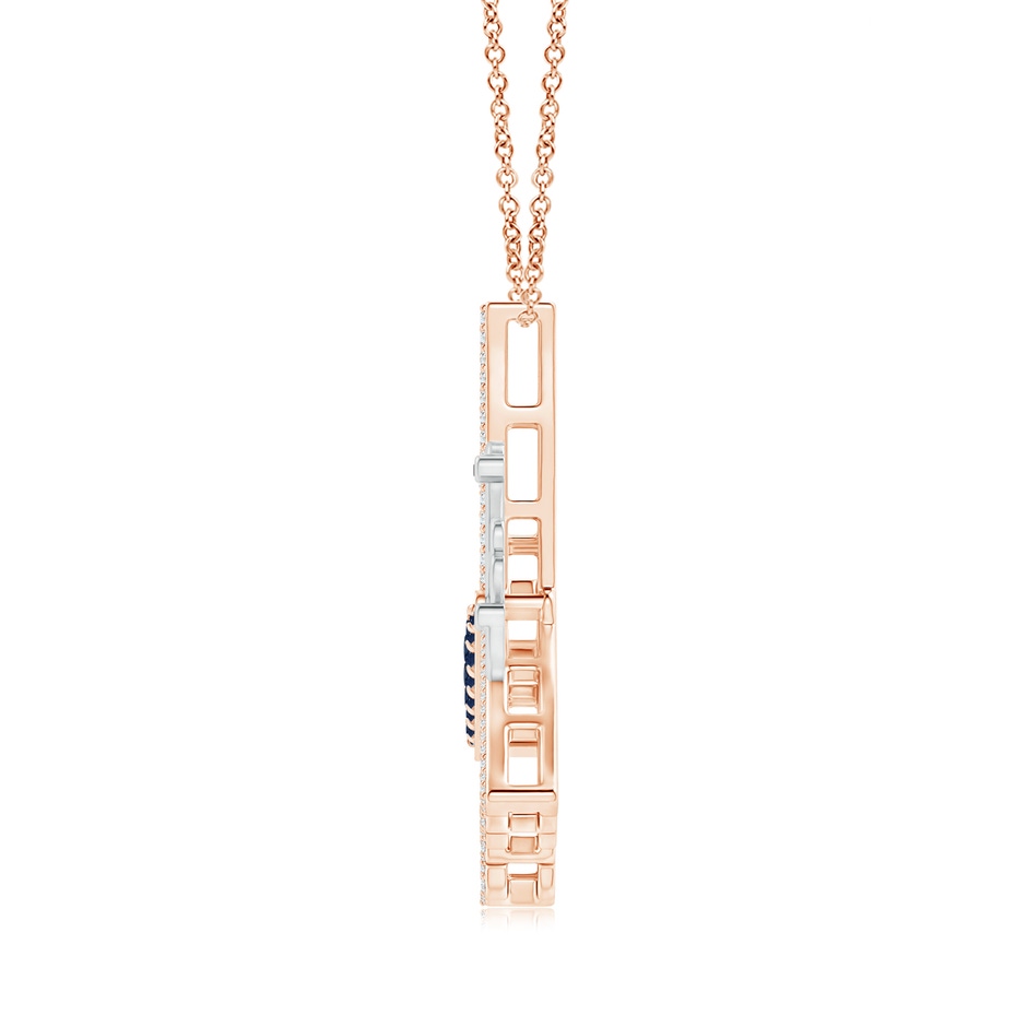 2mm AA Blue Sapphire and Diamond Butterfly Pendant in Two Tone in Rose Gold White Gold product image