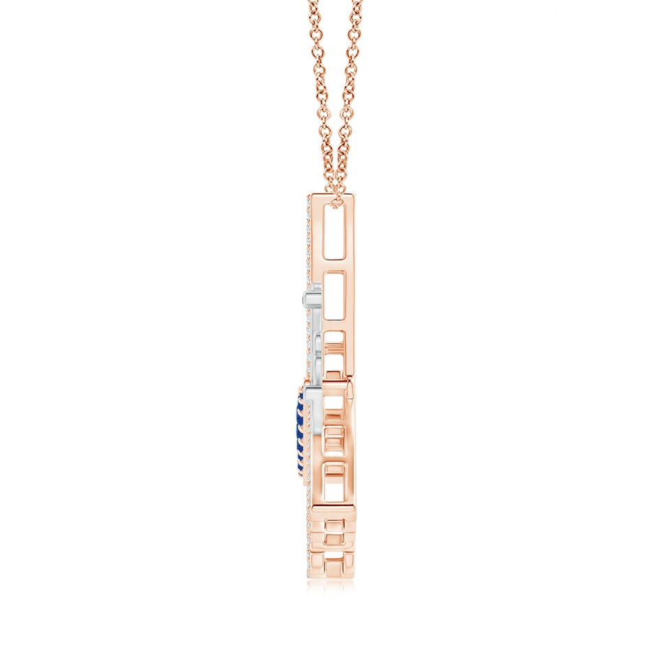 2mm AAA Blue Sapphire and Diamond Butterfly Pendant in Two Tone in Rose Gold White Gold product image