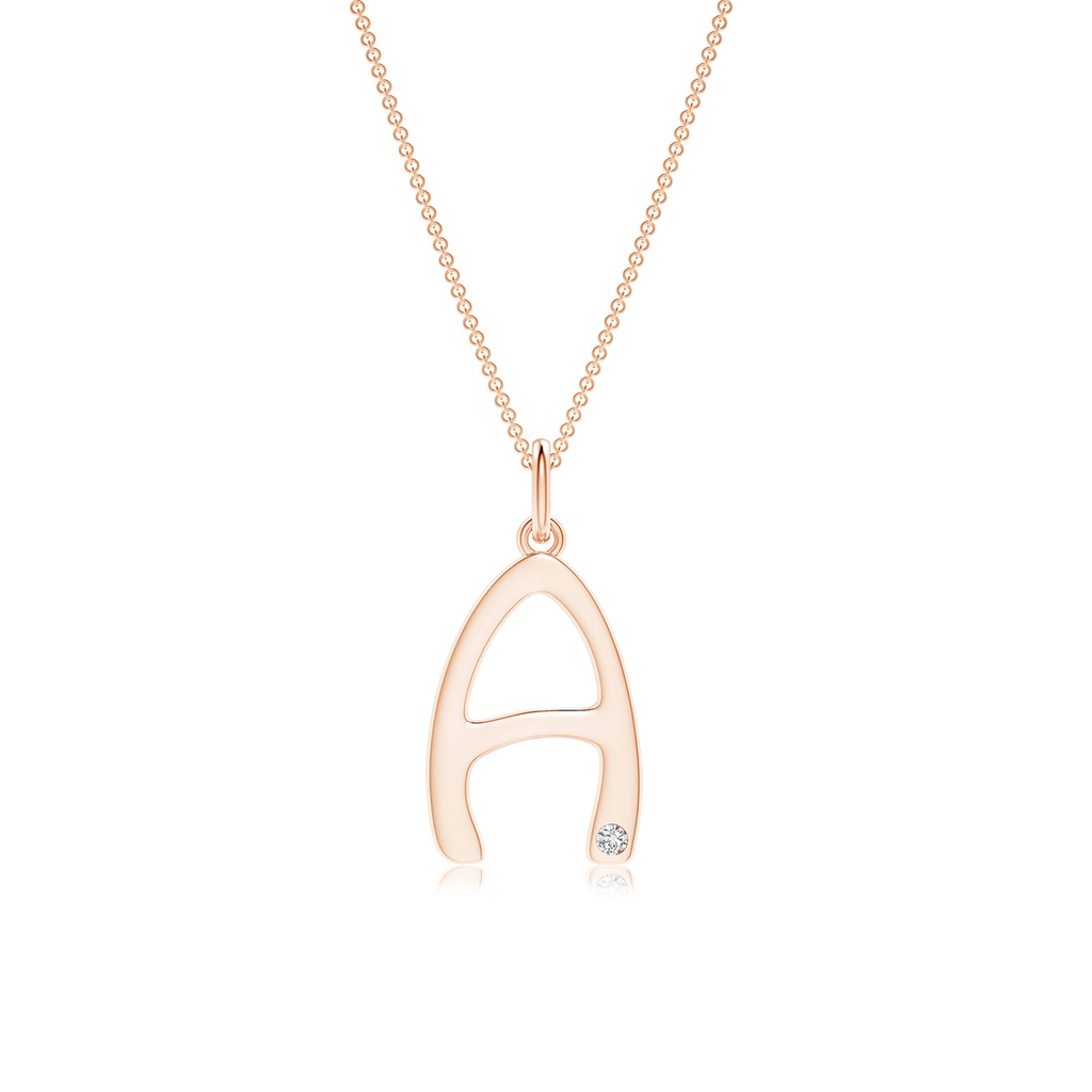 1.5mm HSI2 Gypsy Set Diamond Capital "A" Initial Pendant in Rose Gold