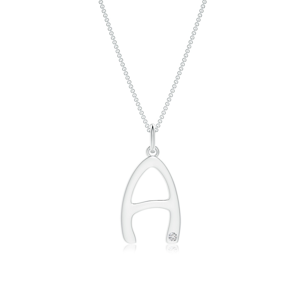 1.5mm HSI2 Gypsy Set Diamond Capital "A" Initial Pendant in White Gold