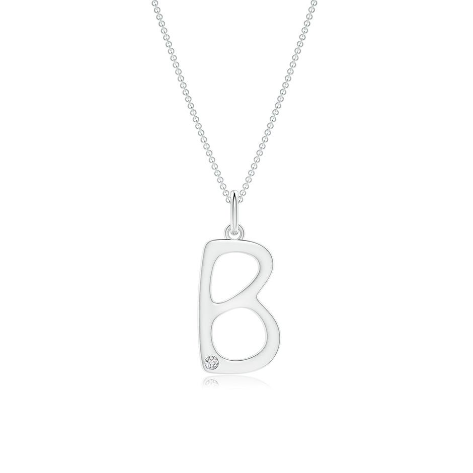 1.5mm HSI2 Gypsy Set Diamond Capital "B" Initial Pendant in White Gold 