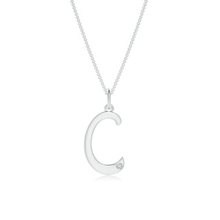 1.5mm HSI2 Gypsy Set Diamond Capital "C" Initial Pendant in P950 Platinum