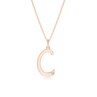 1.5mm HSI2 Gypsy Set Diamond Capital "C" Initial Pendant in Rose Gold