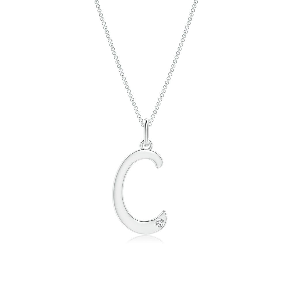1.5mm HSI2 Gypsy Set Diamond Capital "C" Initial Pendant in White Gold