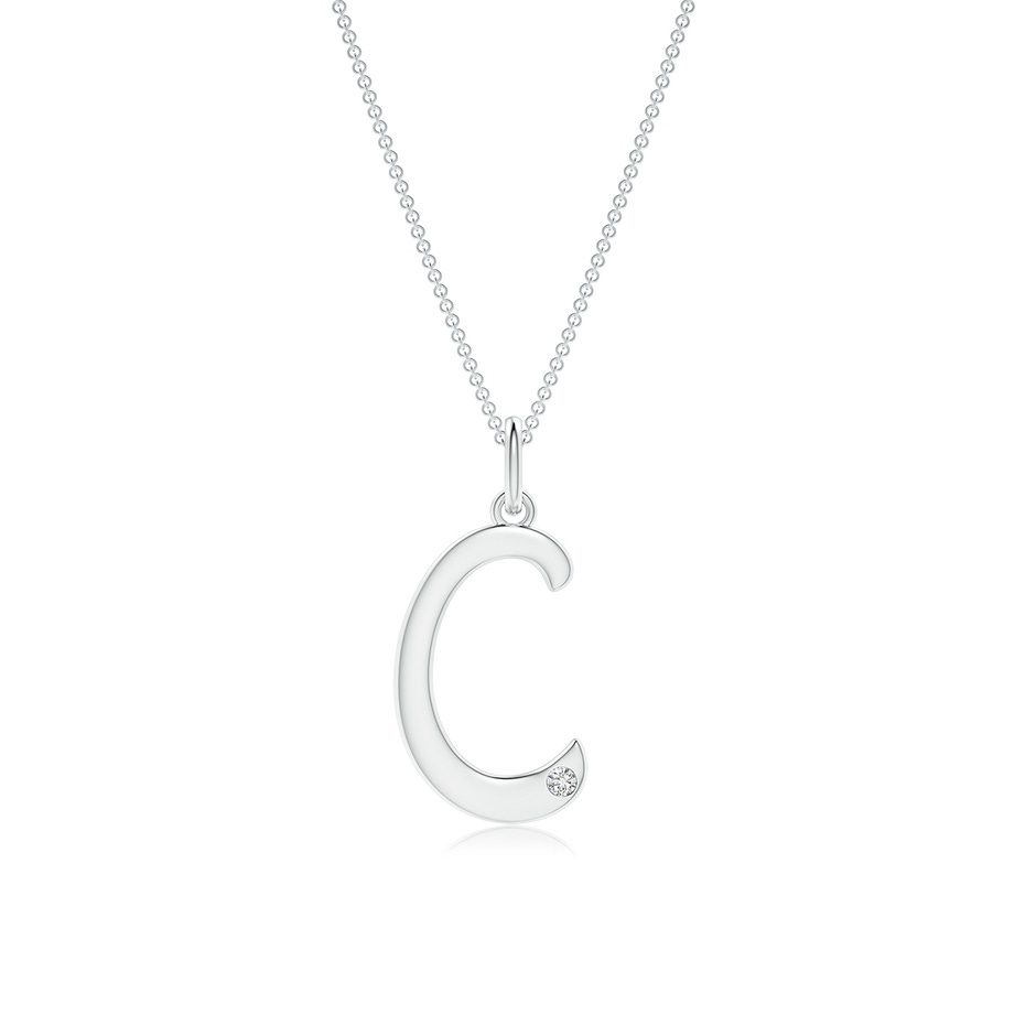 1.5mm HSI2 Gypsy Set Diamond Capital "C" Initial Pendant in White Gold 