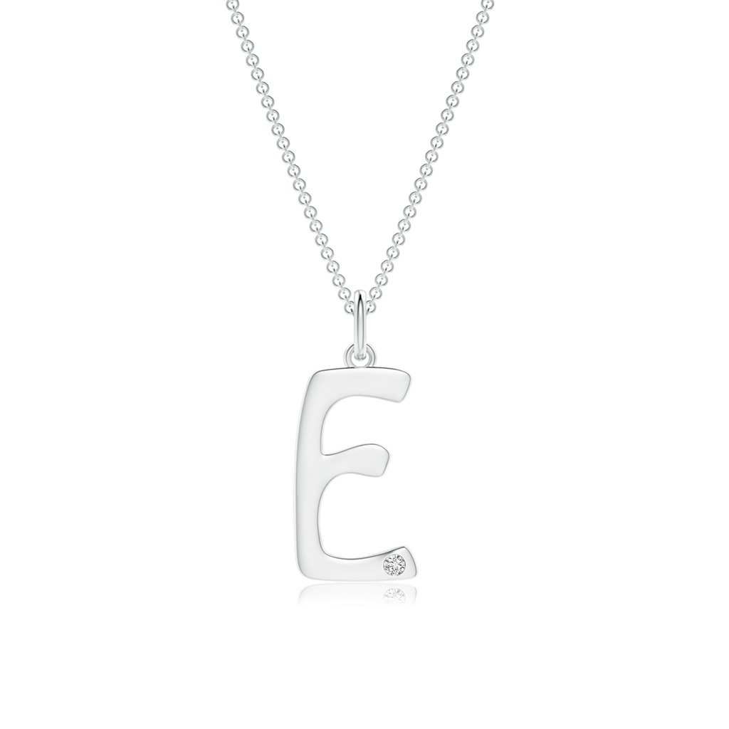 1.5mm HSI2 Gypsy Set Diamond Capital "E" Initial Pendant in White Gold