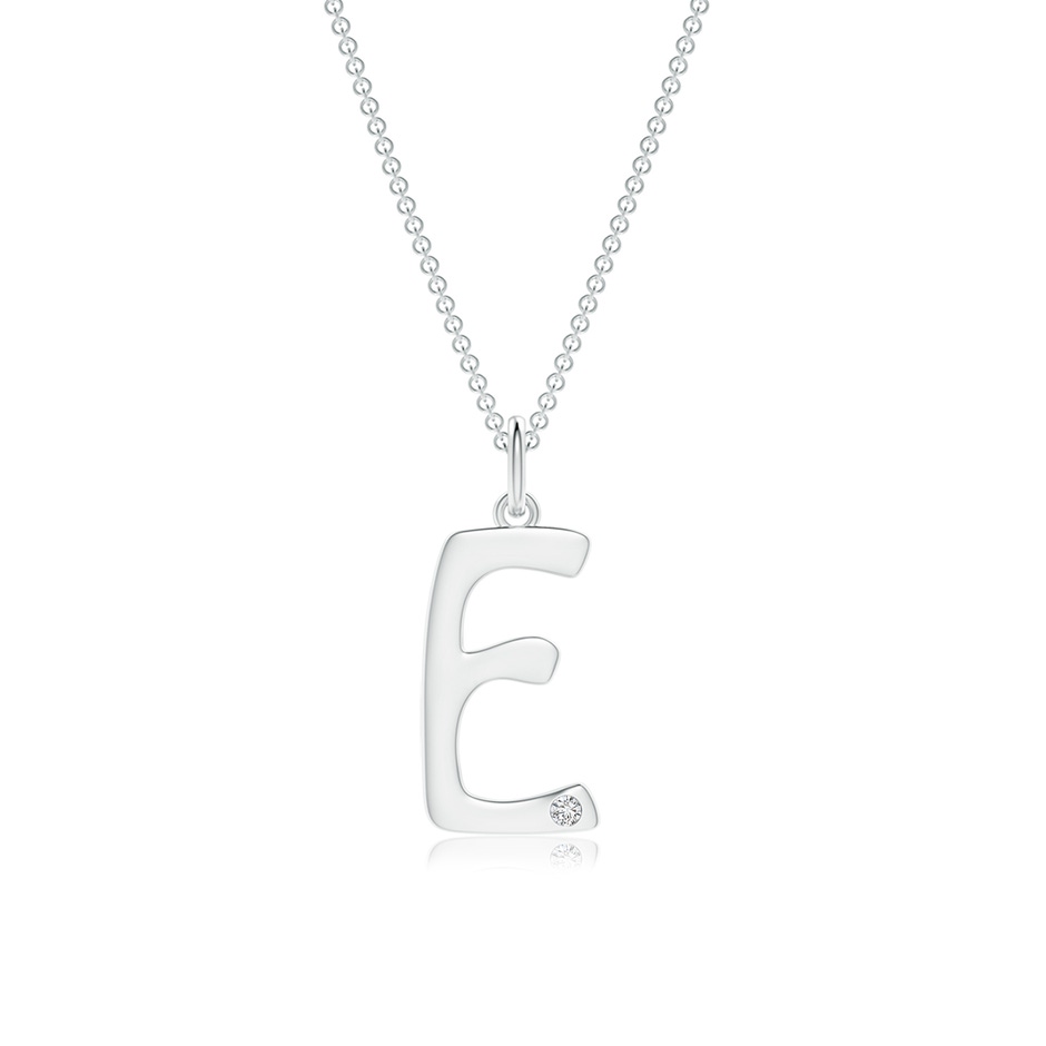 1.5mm HSI2 Gypsy Set Diamond Capital "E" Initial Pendant in White Gold 