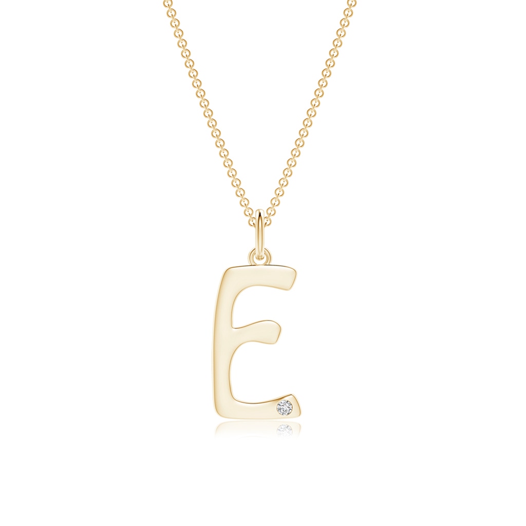 1.5mm HSI2 Gypsy Set Diamond Capital "E" Initial Pendant in Yellow Gold