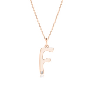 1.5mm HSI2 Gypsy Set Diamond Capital "F" Initial Pendant in Rose Gold