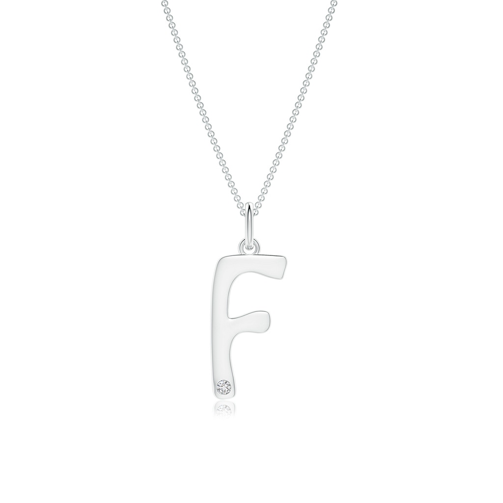 1.5mm HSI2 Gypsy Set Diamond Capital "F" Initial Pendant in White Gold
