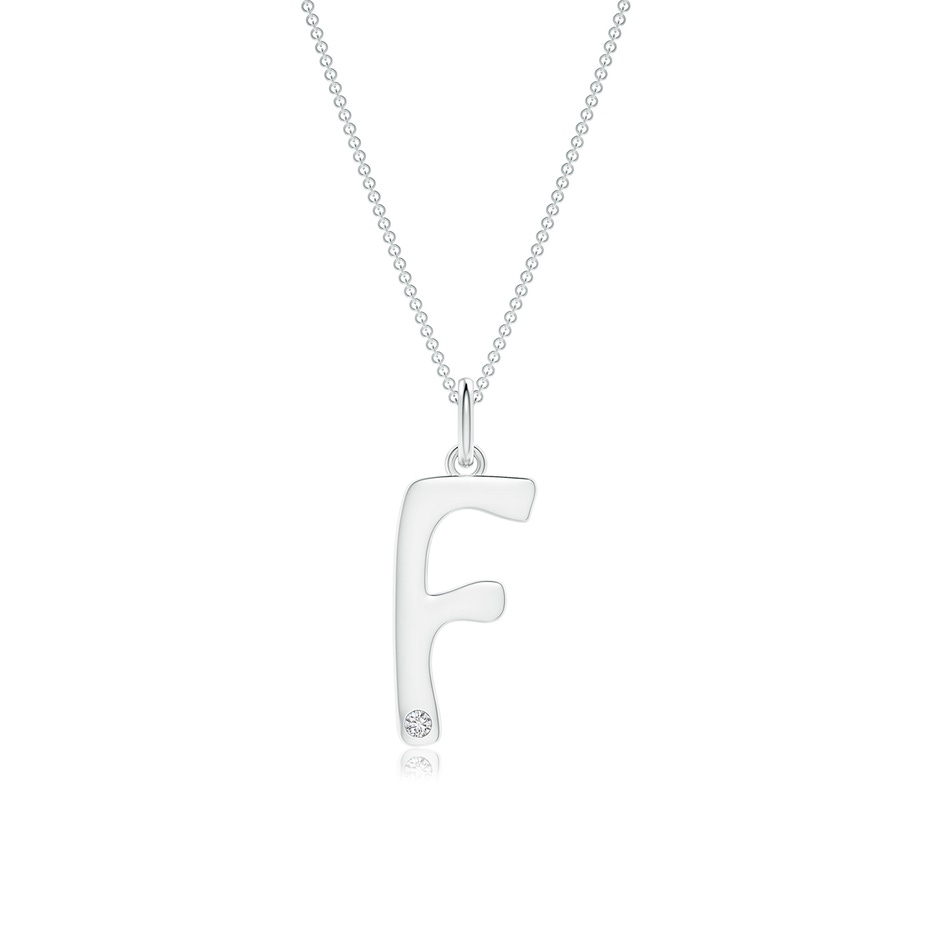 1.5mm HSI2 Gypsy Set Diamond Capital "F" Initial Pendant in White Gold 