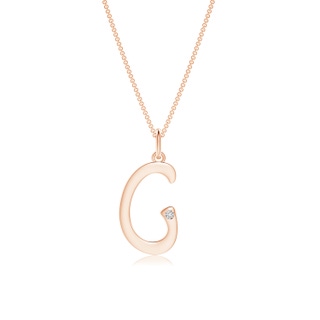 1.5mm HSI2 Gypsy Set Diamond Capital "G" Initial Pendant in Rose Gold