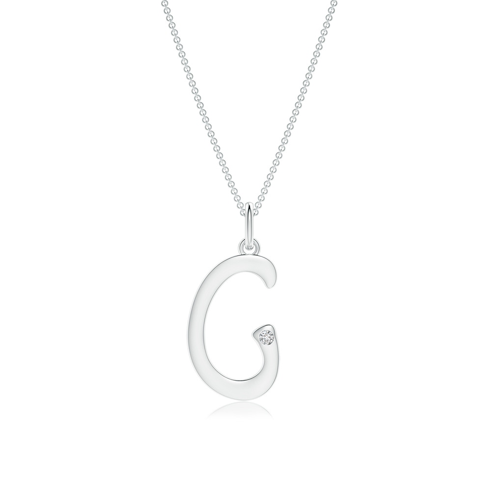 1.5mm HSI2 Gypsy Set Diamond Capital "G" Initial Pendant in White Gold