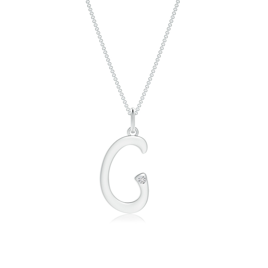 1.5mm HSI2 Gypsy Set Diamond Capital "G" Initial Pendant in White Gold 