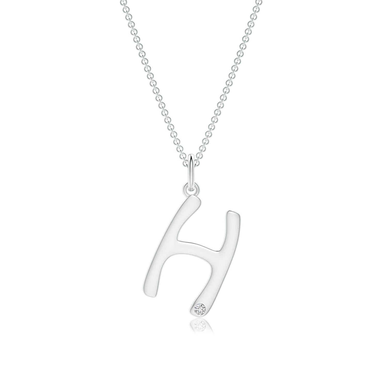 1.5mm HSI2 Gypsy Set Diamond Capital "H" Initial Pendant in P950 Platinum