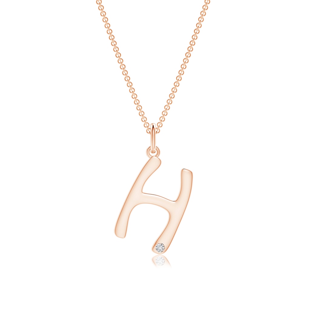 1.5mm HSI2 Gypsy Set Diamond Capital "H" Initial Pendant in Rose Gold