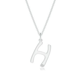 1.5mm HSI2 Gypsy Set Diamond Capital "H" Initial Pendant in White Gold