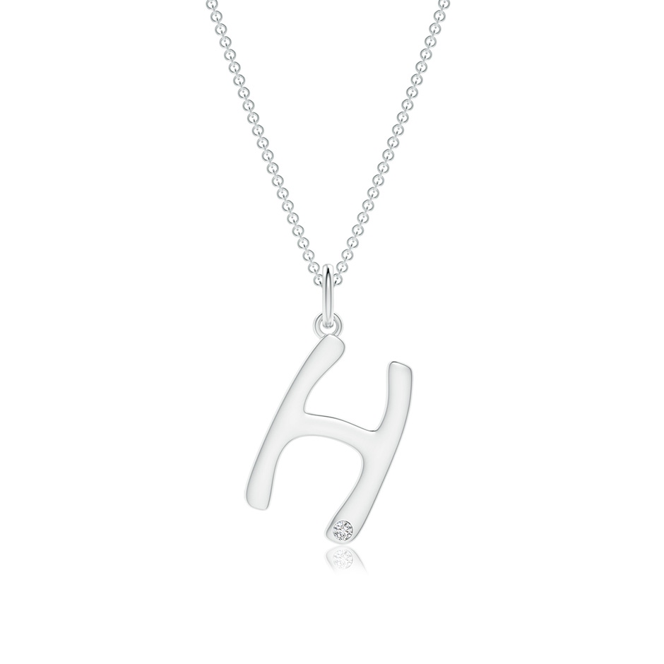 1.5mm HSI2 Gypsy Set Diamond Capital "H" Initial Pendant in White Gold 