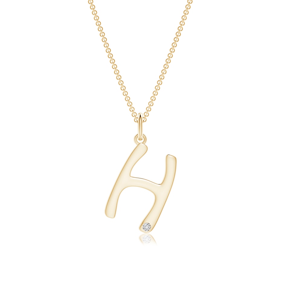 1.5mm HSI2 Gypsy Set Diamond Capital "H" Initial Pendant in Yellow Gold 