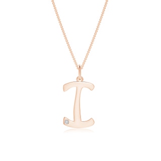 1.5mm HSI2 Gypsy Set Diamond Capital "I" Initial Pendant in Rose Gold