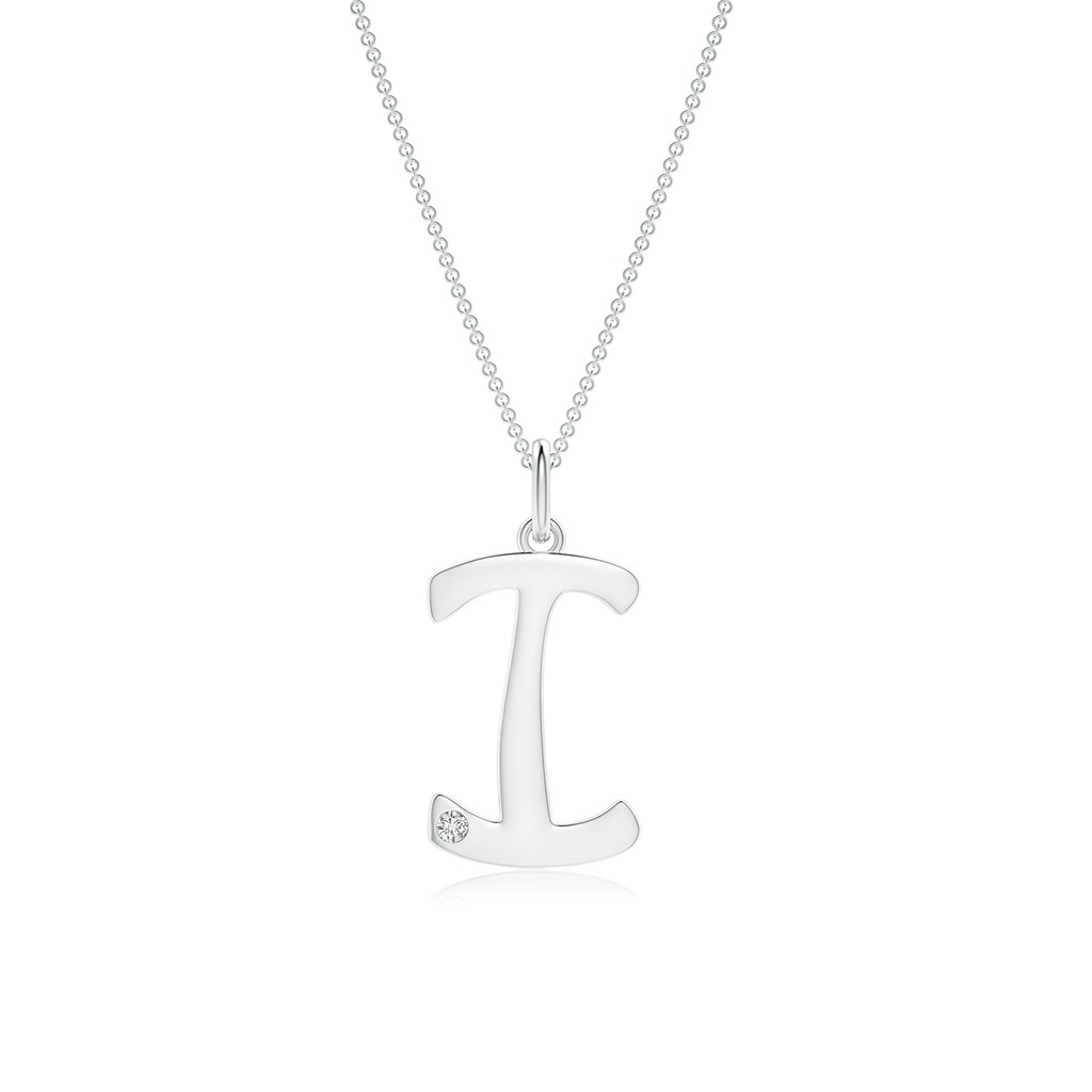 1.5mm HSI2 Gypsy Set Diamond Capital "I" Initial Pendant in White Gold
