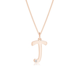 1.5mm HSI2 Gypsy Set Diamond Capital "J" Initial Pendant in Rose Gold