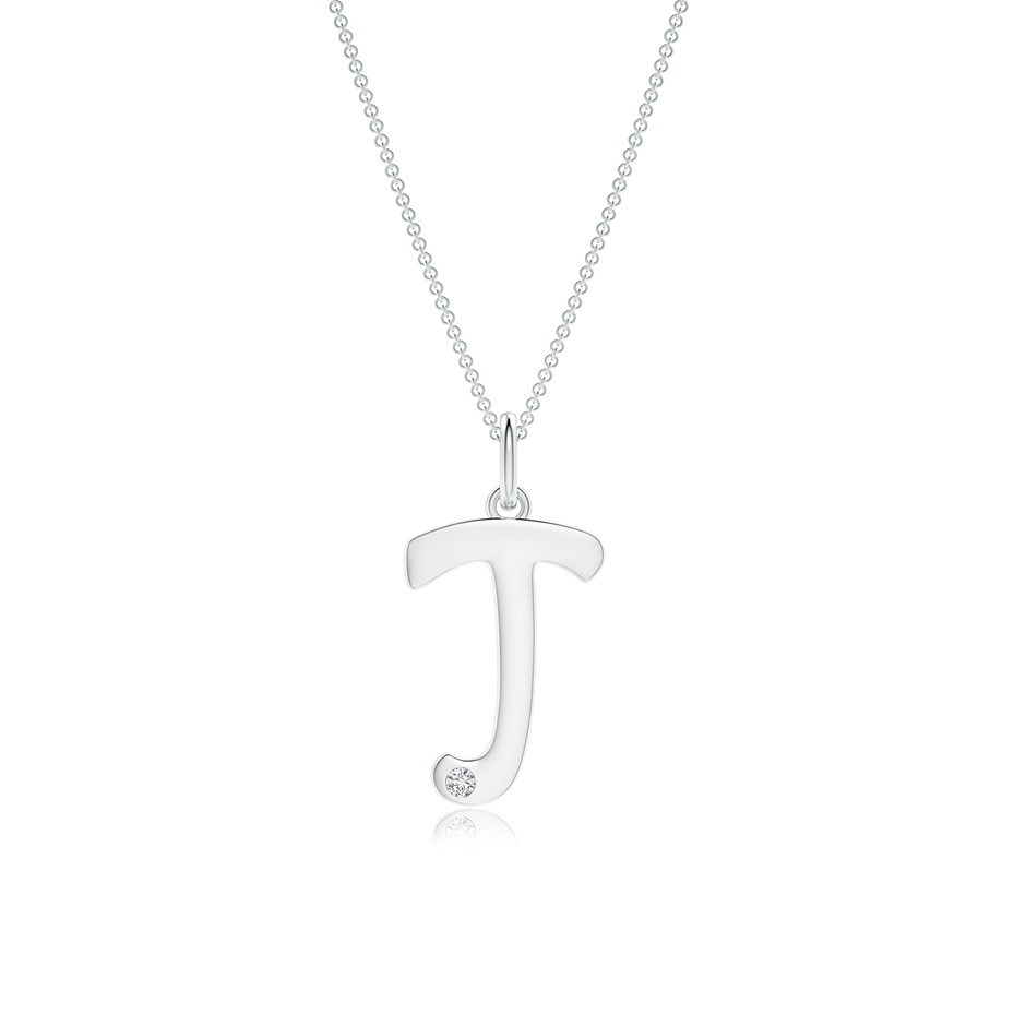 1.5mm HSI2 Gypsy Set Diamond Capital "J" Initial Pendant in White Gold 