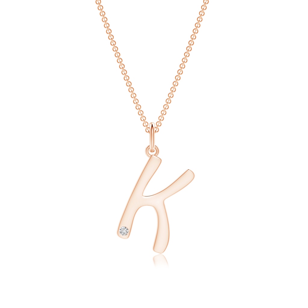 1.5mm HSI2 Gypsy Set Diamond Capital "K" Initial Pendant in 10K Rose Gold