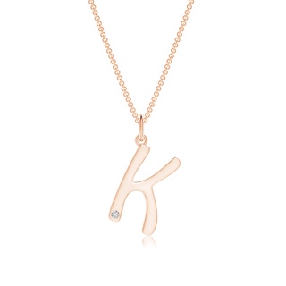 1.5mm HSI2 Gypsy Set Diamond Capital "K" Initial Pendant in Rose Gold