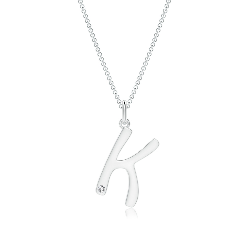 1.5mm HSI2 Gypsy Set Diamond Capital "K" Initial Pendant in White Gold