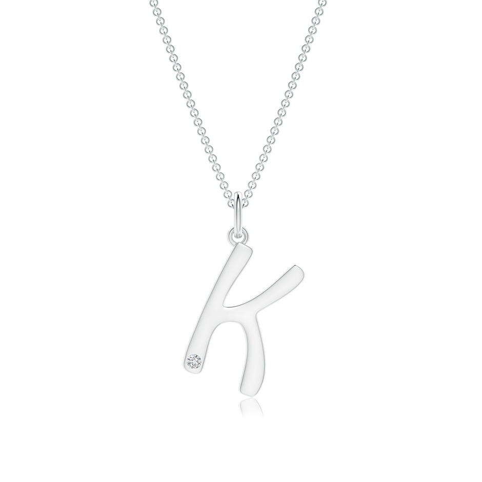 1.5mm HSI2 Gypsy Set Diamond Capital "K" Initial Pendant in White Gold 