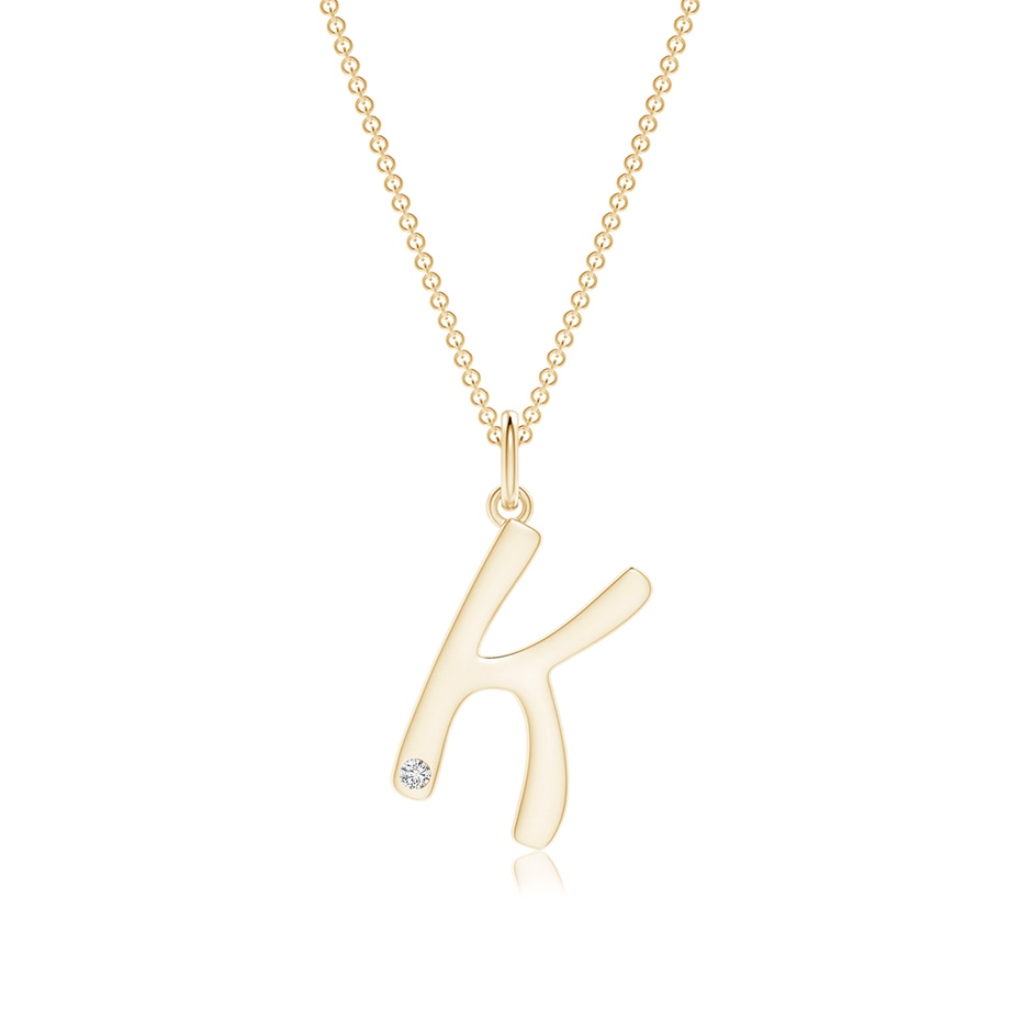 1.5mm HSI2 Gypsy Set Diamond Capital "K" Initial Pendant in Yellow Gold 